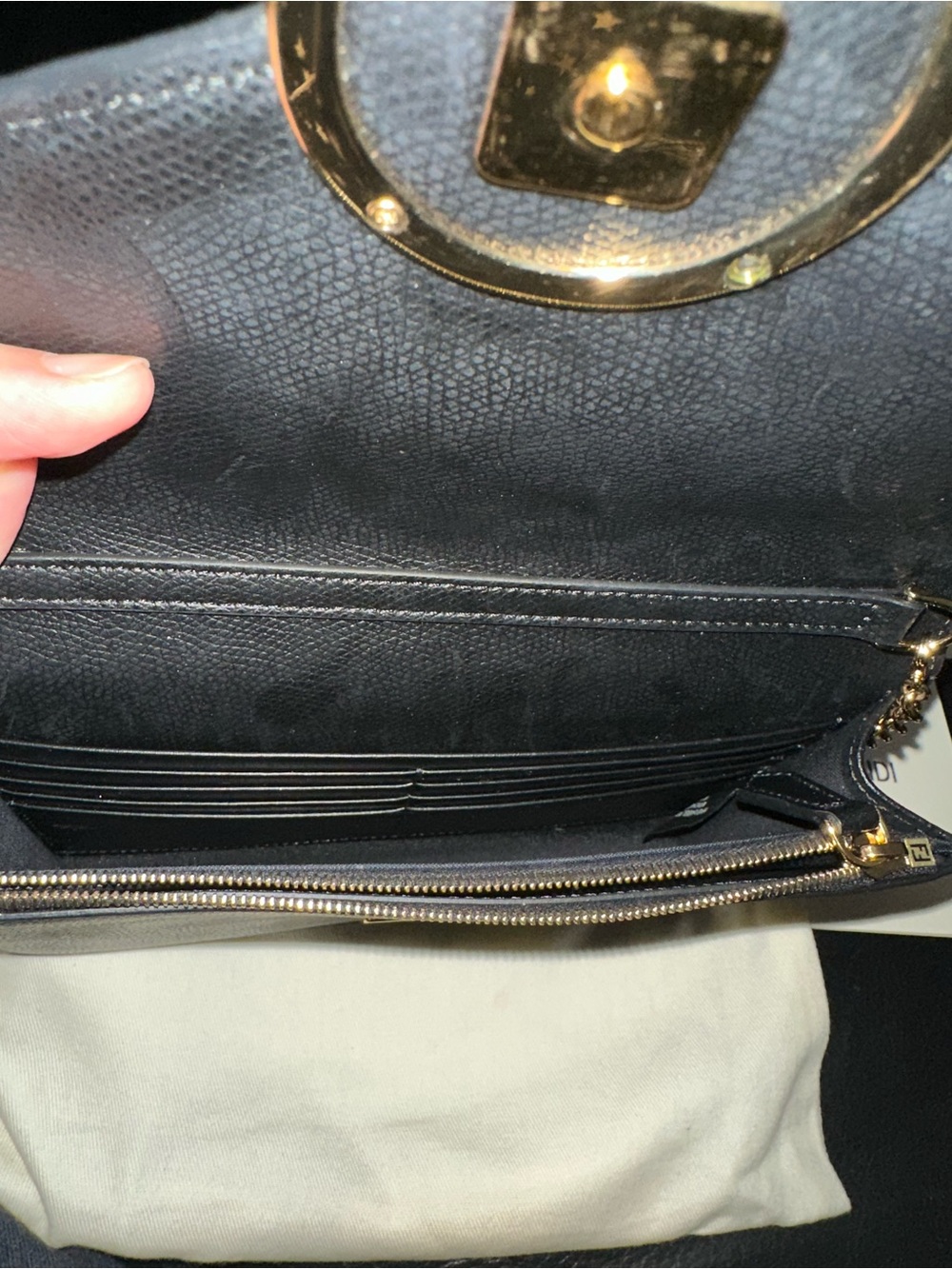 Fendi Black, Brown & Red FF Logo Wallet on Chain Envelope - Picture 12 of 13